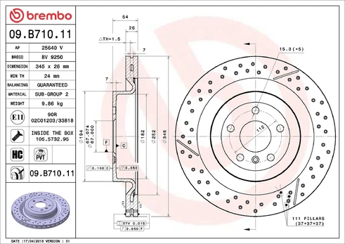 BREMBO 09.B710.11 Brake Disc