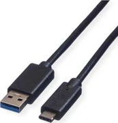 USB kabelis Roline USB-A - USB-C 0,5 m juodas (11.44.9010)