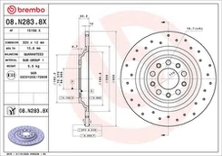 BREMBO 08.N283.8X Stabdžių diskas