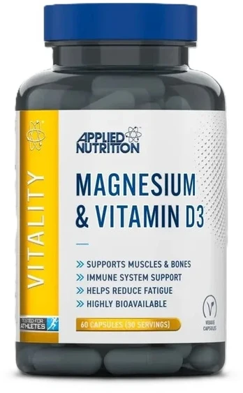 Applied Nutrition Magnesium & Vitamin D3 60 kaps.