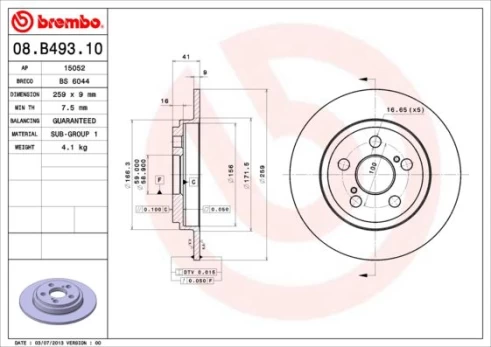 Stabdžių diskas BREMBO 08.B493.10