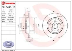 Stabdžių diskas BREMBO 08.B493.10 kaina