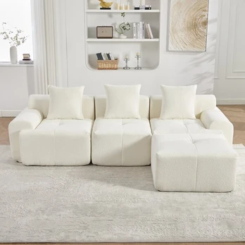 Modulinė sofa su pufu, atminties putos, 268x102x78 cm, 1 vnt