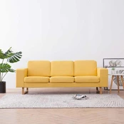 Trivietė sofa, geltona, audinys kaina