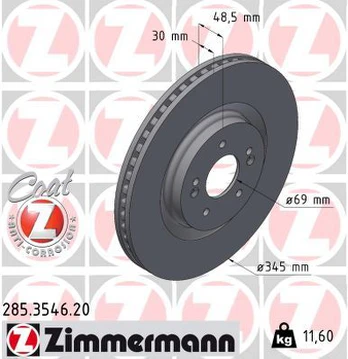 Stabdžių diskas ZIMMERMANN 285.3546.20