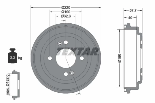 TEXTAR 94047000 Brake drum