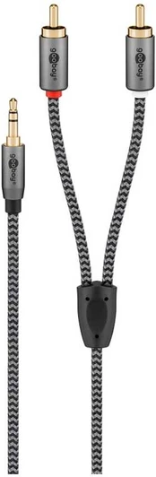 Kabelis audio Jack - 2x RCA Goobay Plus TEXTIL 3m