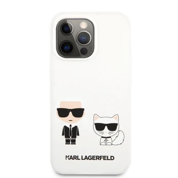 Karl Lagerfeld „Apple iPhone 13 Pro Choupette“ skysto silikono dėklas, baltas