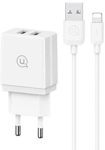 USAMS Ład. siec. 18W Lightning2.1A 2.1A 1m Fast Charging balta/baltas HC series (CC090)
