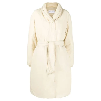 Pūkinis paltas moterims, Smėlio, Down wrap puffer coat