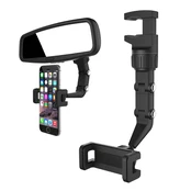 Adjustable car rearview mirror holder for smartphone black kaina