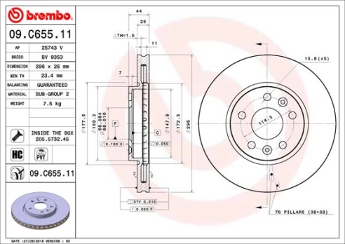 BREMBO 09.C655.11 Brake Disc