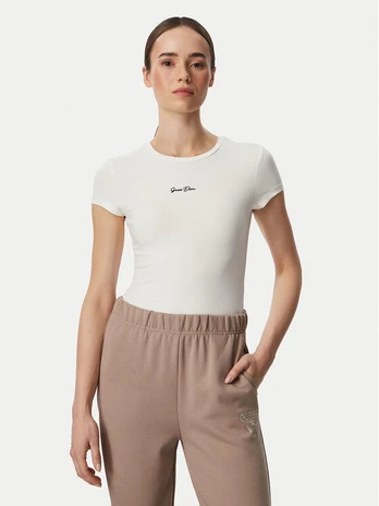 Guess Marškinėliai V6YI01 K4258 Kreminė Slim Fit