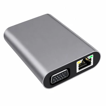 USB-C šakotuvas 4K, PD, Gigabit Ethernet, SD/TF, 1 vnt., Variantas 1