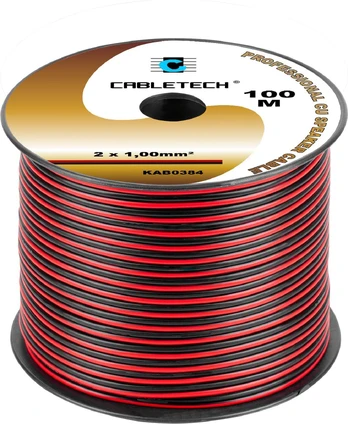 Cabletech Laidas kolonėlėms 2x1.0mm² juodas/raudonas (varinis)
