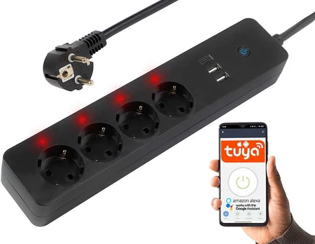 Blow Išmanioji maitinimo juostelė JUODA 3m 2xUSB+USB-C WiFi TUYA