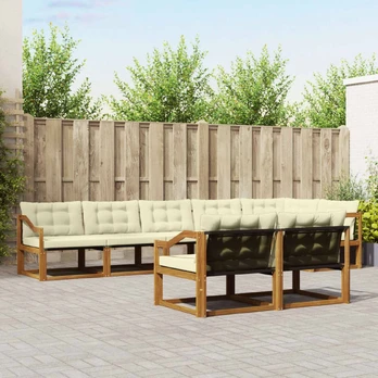 Lauko sofos komplektas su pagalve 8 pcs Natūralus ir grietinėlė