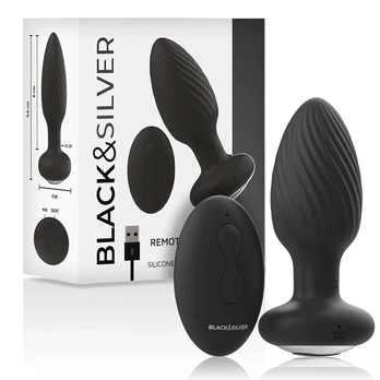 Black&Silver Welss Rotator Silicone Plug with Remote, Waterproof, 10 Modes