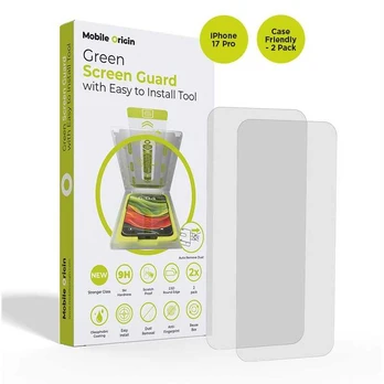 Mobile Origin Screen Guard with easy applicator, case friendly 2 pack - iPhone 17 Pro