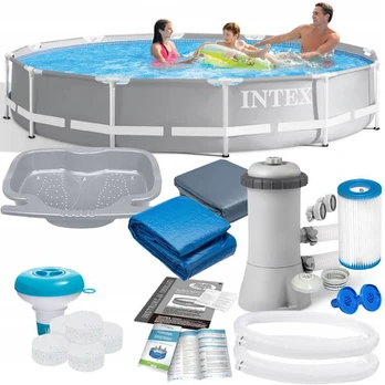 DIDELIS ŠEIMOS BASEINAS SODE SU KARKASU INTEX 366x76 MEGA RINKINYS + DOVANA