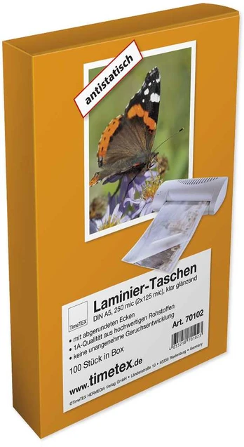 TimeTEX Laminavimo vokai A5 2x80 mic, matinis paviršius, 100 vnt. (TT70103)