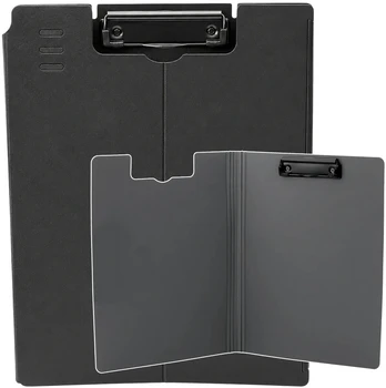 Lean Clipboard Board With Cover Metal Clip A4 Plastic Office Juodas