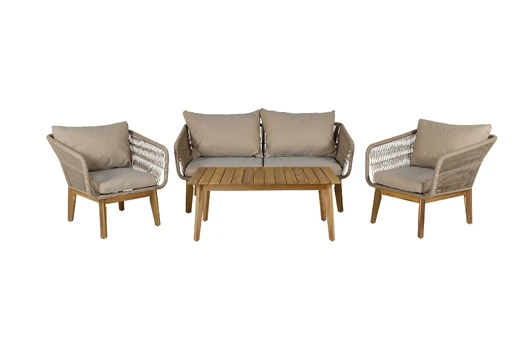 Chania Sofa set - Latte/Acacia