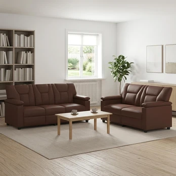 Sofa Sofos komplektas 2 vnt. Ruda Dirbtinė oda
