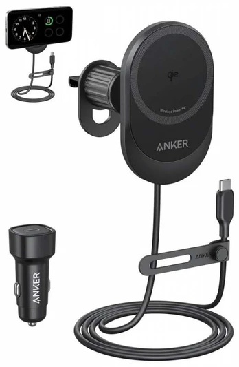 Adapteris Anker MagGo Qi2, 1 x USB Type C, juoda sp., 15 W
