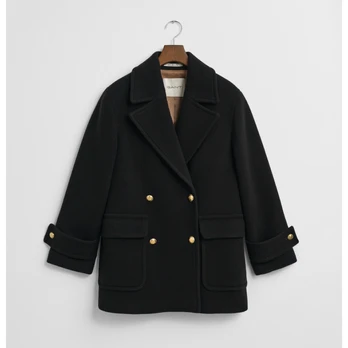 Paltas moterims, Juoda, wool mid length peacoat