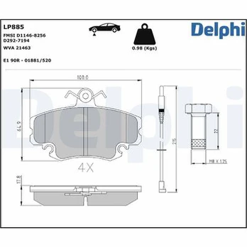 DELPHI LP0885 Brake pad set