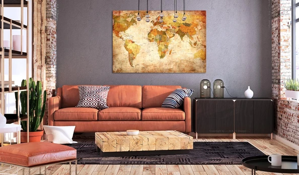 Artgeist Kamštinis paveikslas - World Map: Time Travel [Cork Map]