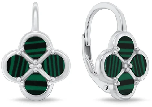 Brilio Silver Sidabrinis dangle earrings Žalias Clover EA1284WG