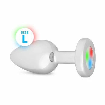 Easytoys Anal Collection LED Plug Large Silver - Illuminated Intimate Accessory