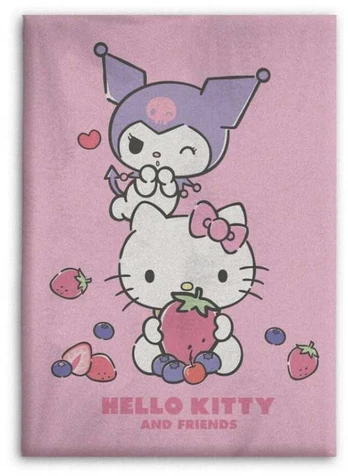Hello Kitty flisinis pledas su vaisiais 100x140cm