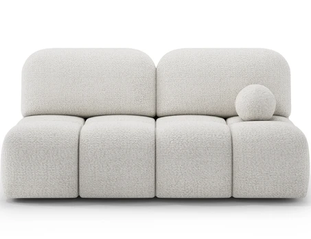 Nuwia sofa with sleeping function and storage box, white bouclé upholstery, Modern, Gray