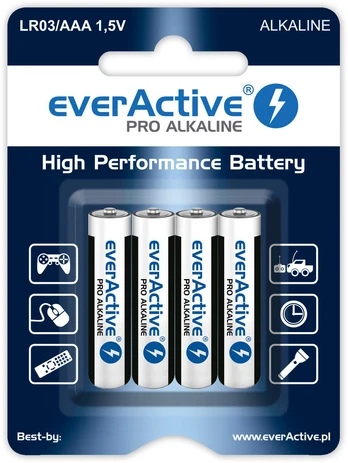 Šarminės AAA baterijos everActive Pro Alkaline LR03 4 vnt