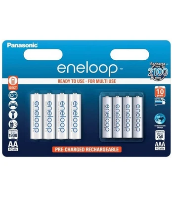 Eneloop 4 AAA + 4 AA įkraunamos baterijos 8 vnt.