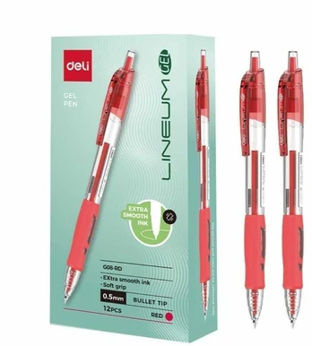 Gelio rašiklis 0.5 mm Arrix raudonas (12 vnt.) DELI