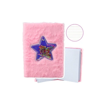 Lean Plush Notebook Notebook Lined Star with Confetti Rožinė A5 80 Sheets