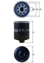 Alyvos filtras MAHLE OC731
