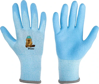 Apsauginės pirštinės Bradas BEAVER, 4 dydis, mėlynos, 6 vnt.