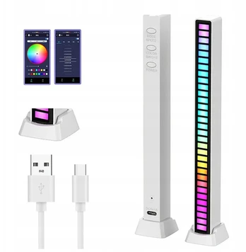 Automagnetola Audio lygio indikatorius 16led baltas Usb Abs