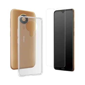 Muvit Nokia 5.3 skaidrus dėklas + ekrano apsauginis stiklas