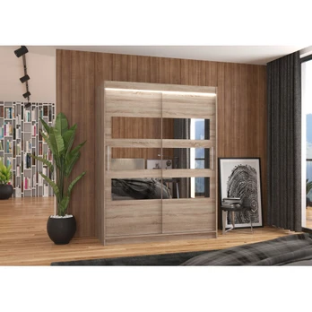 Sliding wardrobe with mirror and lighting LED FLORENTO 150