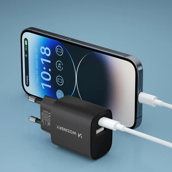 Wozinsky WGWCB USB-A USB-C 20W wall charger - juodas