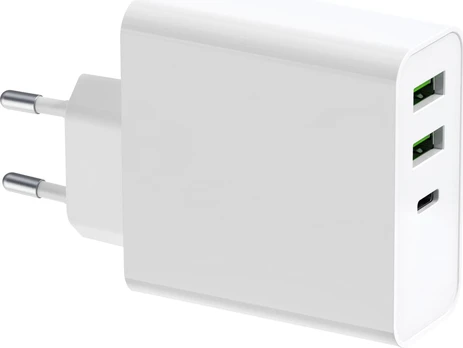Įkroviklis Platinet QuickCharge Type-C+USB 2.4A (65W) baltas