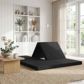 Čiužinys Sulankstomas Sofos Lova 140 x 67 x 45 cm Juoda
