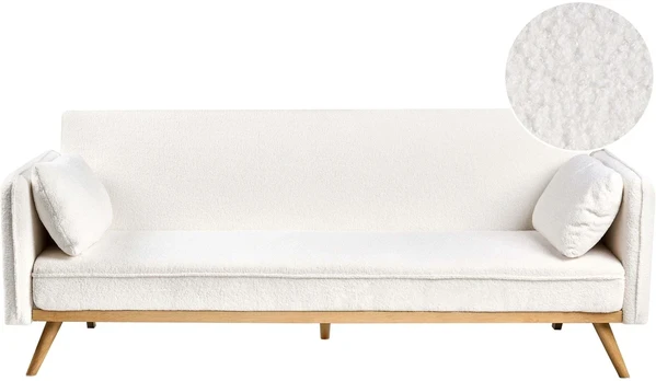 Beliani Išskleidžiama sofa ASAA Boucle, kreminės spalvos