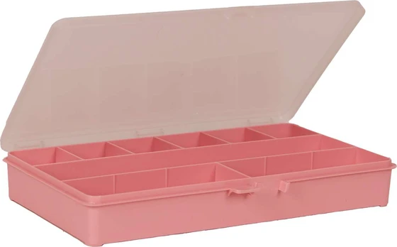 Raaco - Storage Box with 9 Compartments - Pink - 4.1 x 27.1 x 17.3 cm